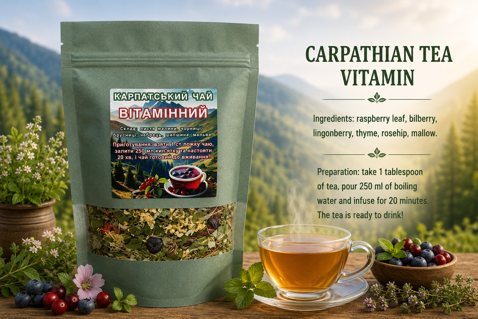 Té de las Montañas de los Cárpatos - Té de hierbas naturales para la salud y la vitalidad 120 g
