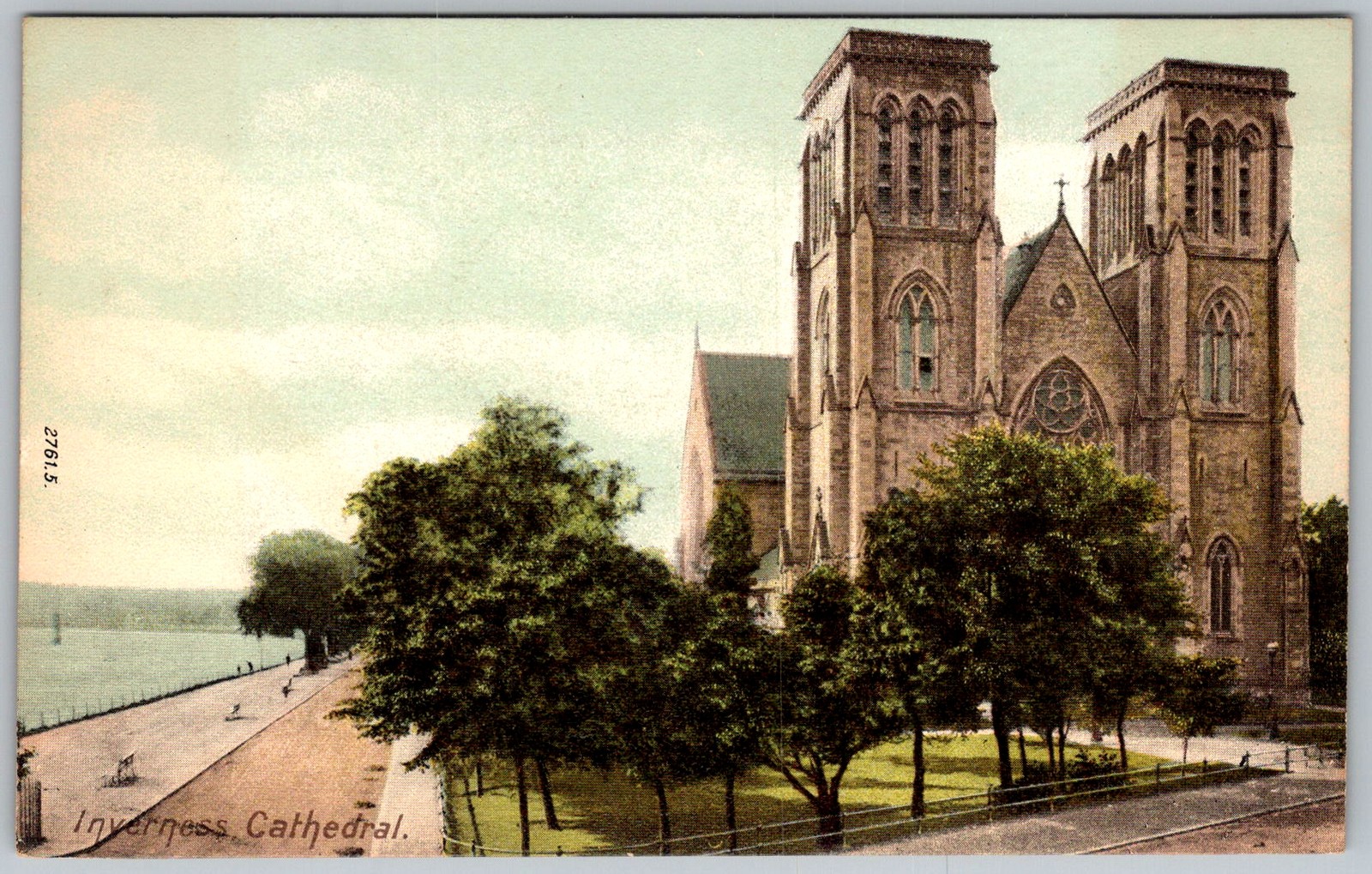 Antique Postcard Gothic Cathedral Twin Inverness, Scotland 1910s