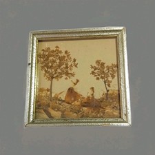 Bernsteinbild Miniatur Erzgebirge Herbst Wald Baum Handgearbeitet Dekoration