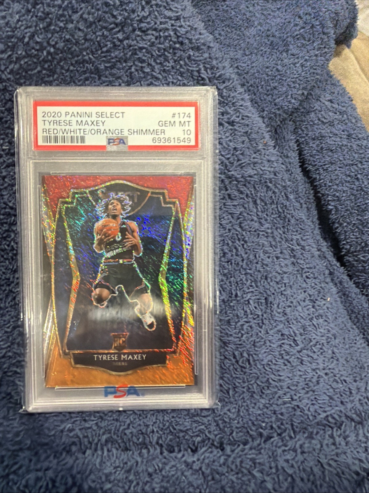 2020 Select Red White Orange Shimmer Prizm #174 Tyrese Maxey RC PSA 10