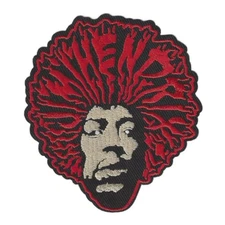 JIMI HENDRIX IRON ON PATCH 3.5" Classic Rock Embroidered Applique Red Black NEW