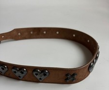 Jennifer Graham Brown Leather Heart Star Pewter Studded Belt Size 30 Y2K 2000s