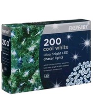 CHRISTMAS EVEREADY LED CHASER LIGHT ULTRA BRIGHT 200  COOL WHITE MEMORY CABLE 