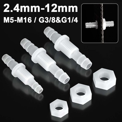 Plastic Bulkhead Connector Straight Barbed Thread Fitting with Nut Inlet Outlet
