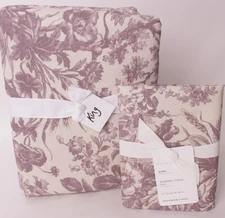 Pottery Barn Sorrel Toile King duvet cover & 1 Euro sham, plum (purple)