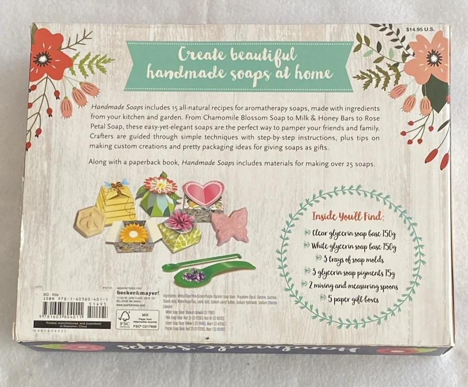 Handmade Soap Kit by Becker & Mayer includes base, molds, pigments, etc Sealed - Image 2 of 3