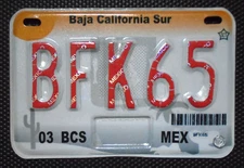 Baja California Sur 2012 Mexico Motorcycle License Plate Cabo NM Expired Plate