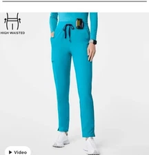 Limited Edition Plus Size Teal Yola Skinny High-Waisted FIGS Scrub Bottoms 4XL