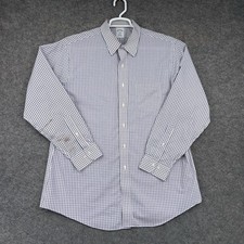 Brooks Brothers Dress Shirt Mens 17 34/35 Blue Check Regent Non Iron Cotton