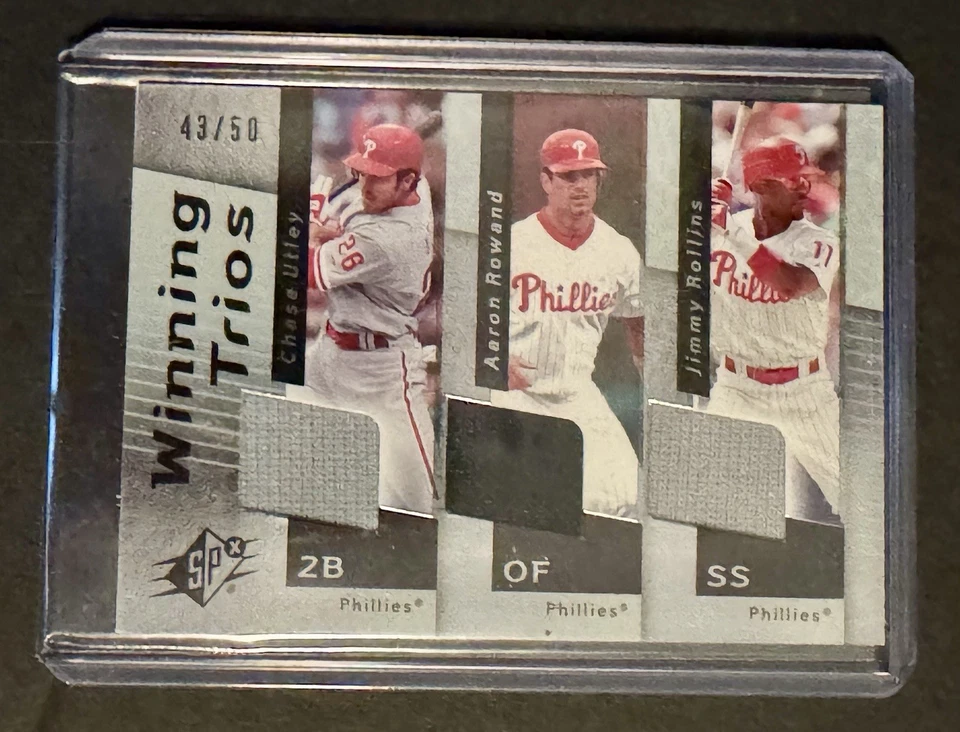 Лот из 3 нашивок/реликвийных карт PHILLIES — Чейз Атли Ленни Дикстра Марлон Берд MLB - Изображение 3 из 4