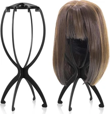obeoby Wig Stand, Portable Holder Head Stand for All black (2 pack)