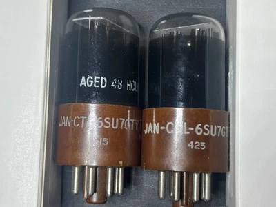 TungSol JAN CTL 6SU7GTY Matched Pair Great NOS Quality Brown Plate Black Glass - Image 1 of 4