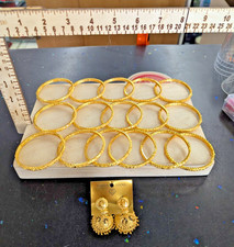 Gold-Tone Bangles Set Of 12 & Matching Jhumka...