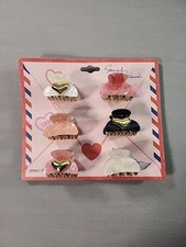 Women s Mini Hair Claw Clips Heart Accent Set of 6 Valentine Pastel