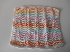 HAND KNIT DOLL BABY BLANKET AFGHAN VARIEGATED