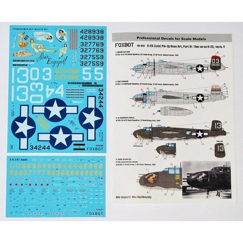 B-25G/H/J Mitchell Late Part IV 1/48 Decals & Stencils Foxbot 48-044