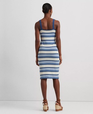 ralph lauren striped linen dress Short Sleeve Striped Day Dress