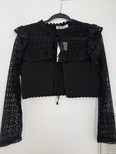 NWT Zara Black Cropped Lace Cardigan M Long S...