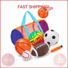 5 Pack Sports Balls for Toddlers 1-3 Outdoor Toys Football Soccer Basketball Bas