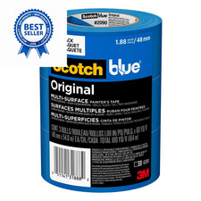ScotchBlue Original Multi-Surface Painters Tape, 2 Inch Wide 3 Rolls, Blue