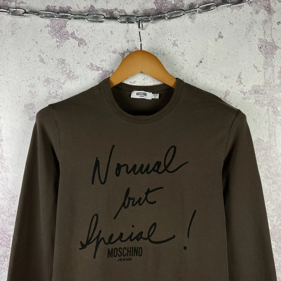 Camiseta azul vintage Moschino Jeans Milano manga larga para hombre de lujo con logotipo grande talla L Foto 2 de 4