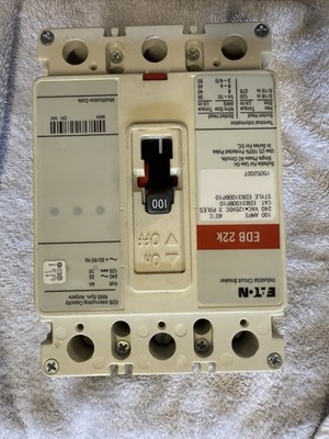 Eaton EDB3100 100A 3-Pole 240V Circuit Breaker EDB22K Industrial Series