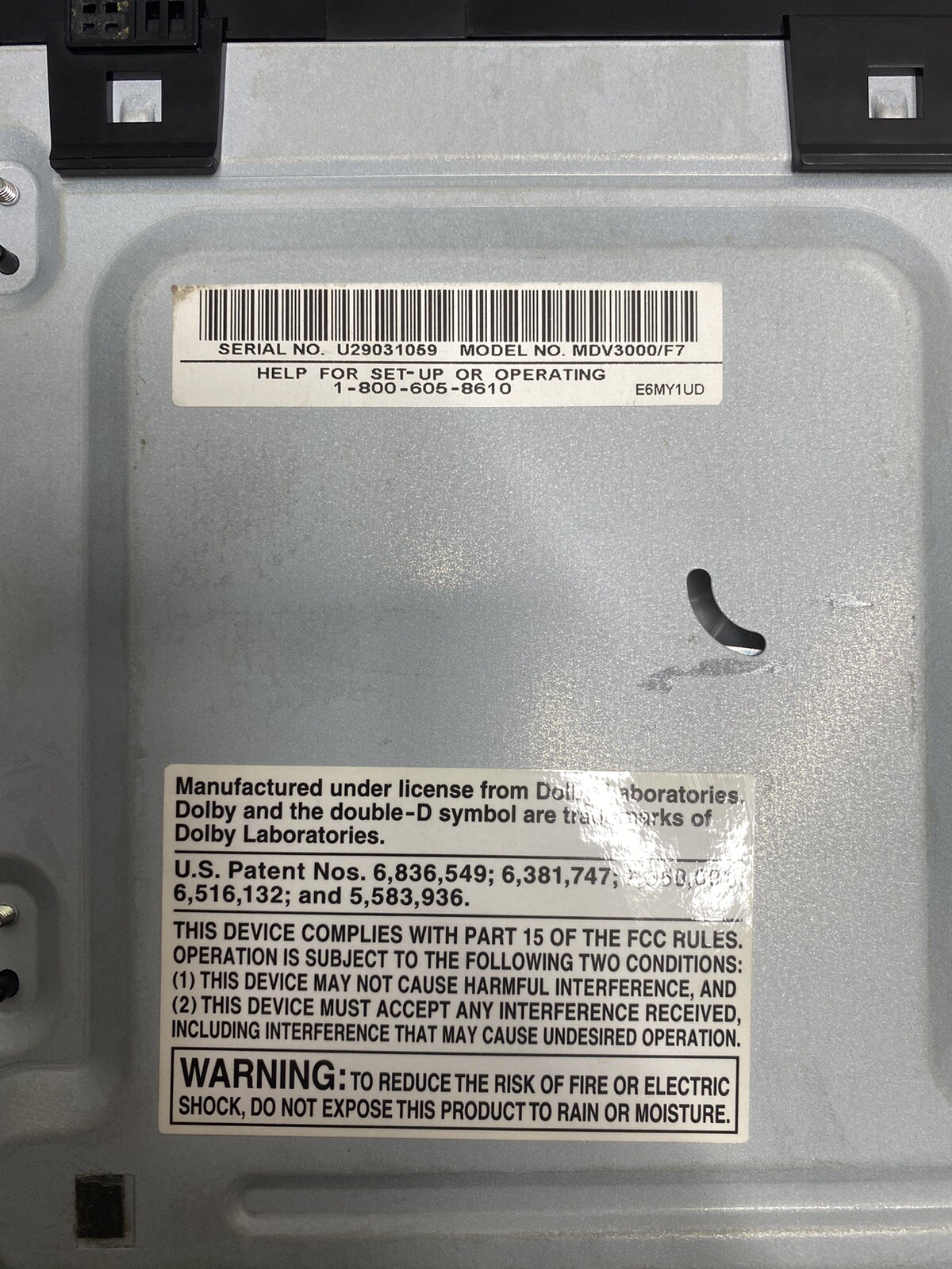 Magnavox MDV3000/F7 Black DVD Player With Remote & AV Cables Tested