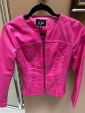 Women's Pink Fitted Leather Jacker Size Small