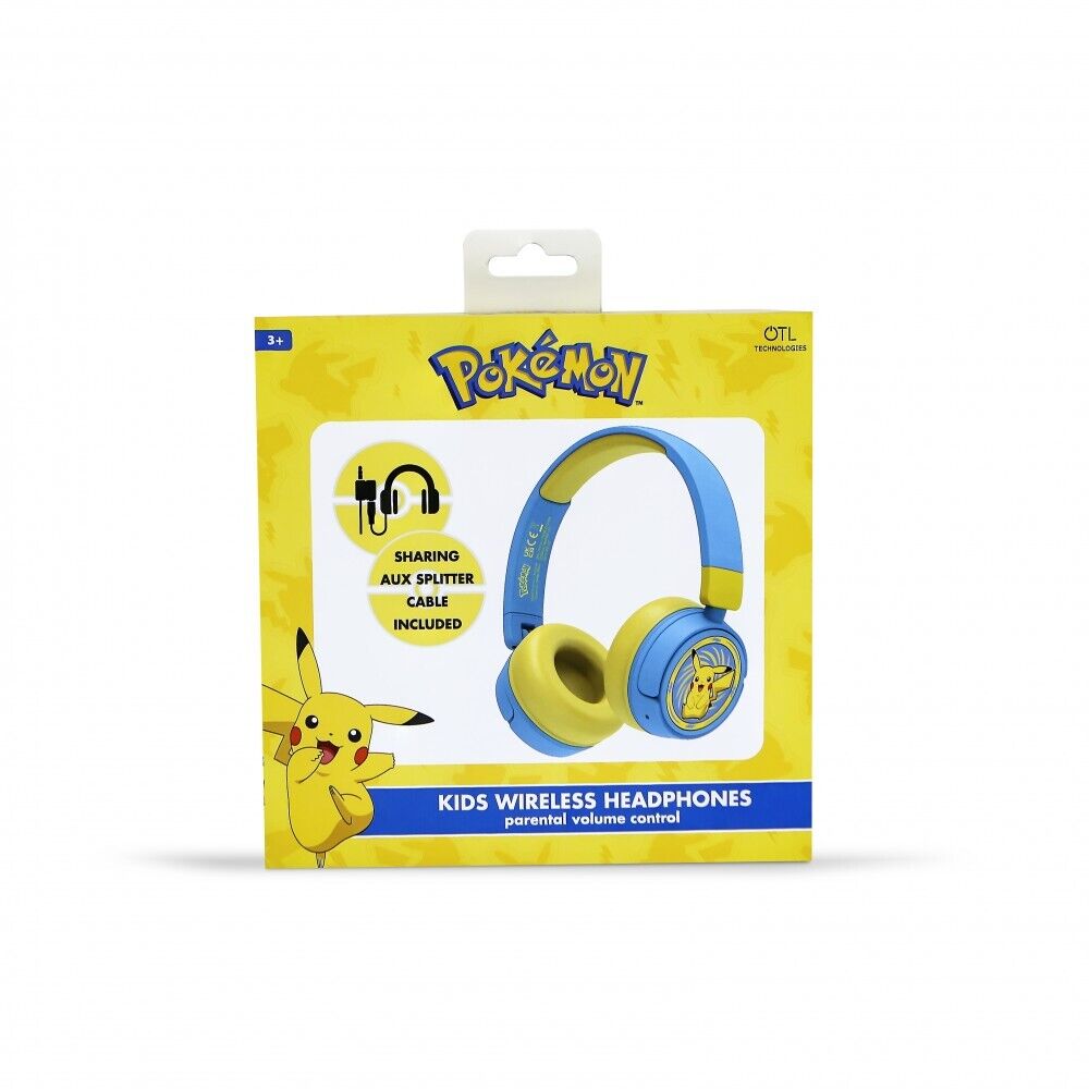 AURICULARES INFANTILES INALÁMBRICOS POKEMON PIKACHU BLUETOOTH PLEGABLES