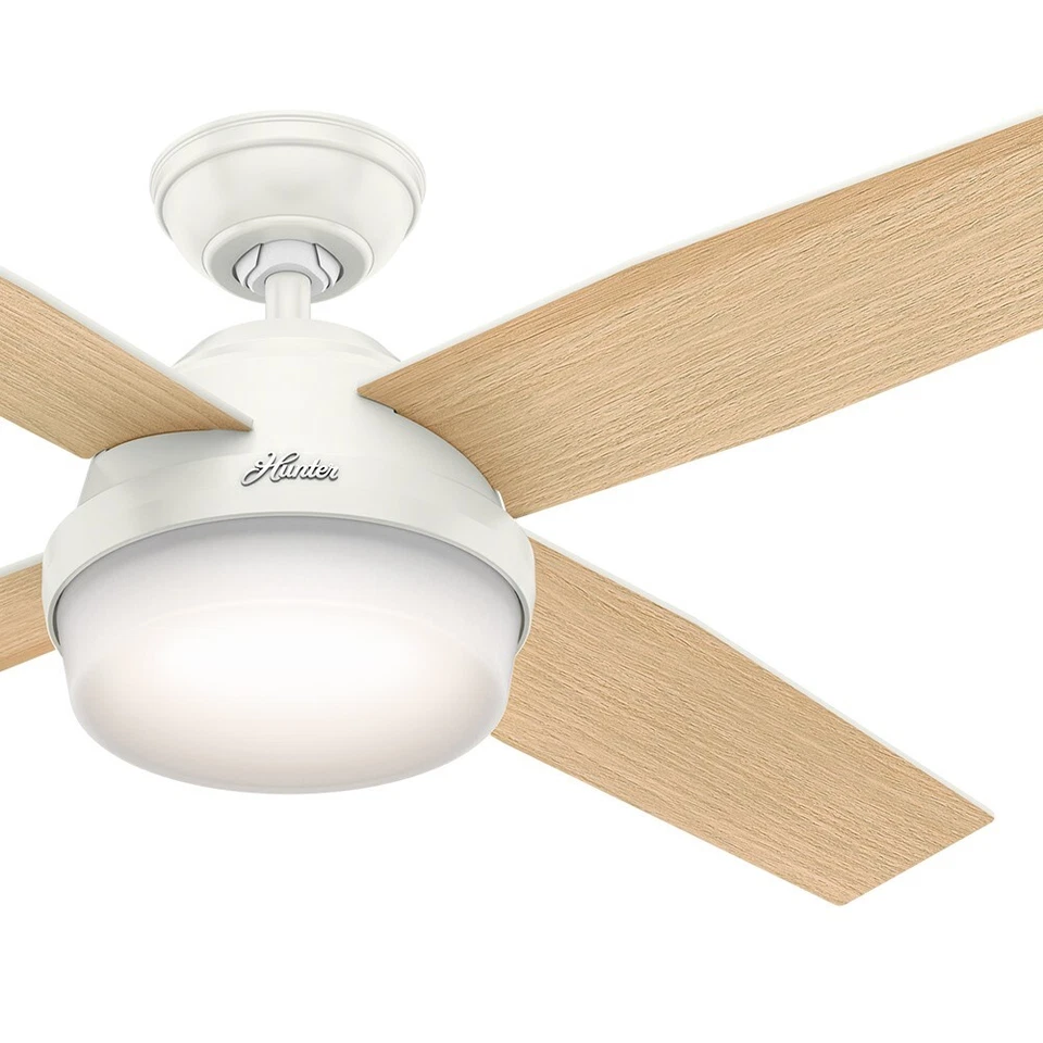 Hunter Fan 52 inch Contemporary Fresh White Ceiling Fan with Light Kit 4 Blades - Image 2 of 4