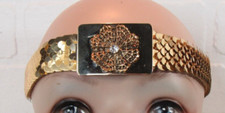 VTG Gold Metal Serpentine Fish Scale Stretch Fashion Belt Retro 21.5 x 34"