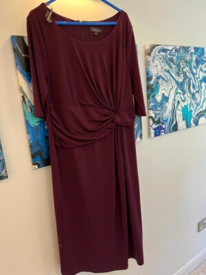 princess polly baby blue dress Alexor dress size 14 in a deep burgundy colour, faux wrap in excellent  condition