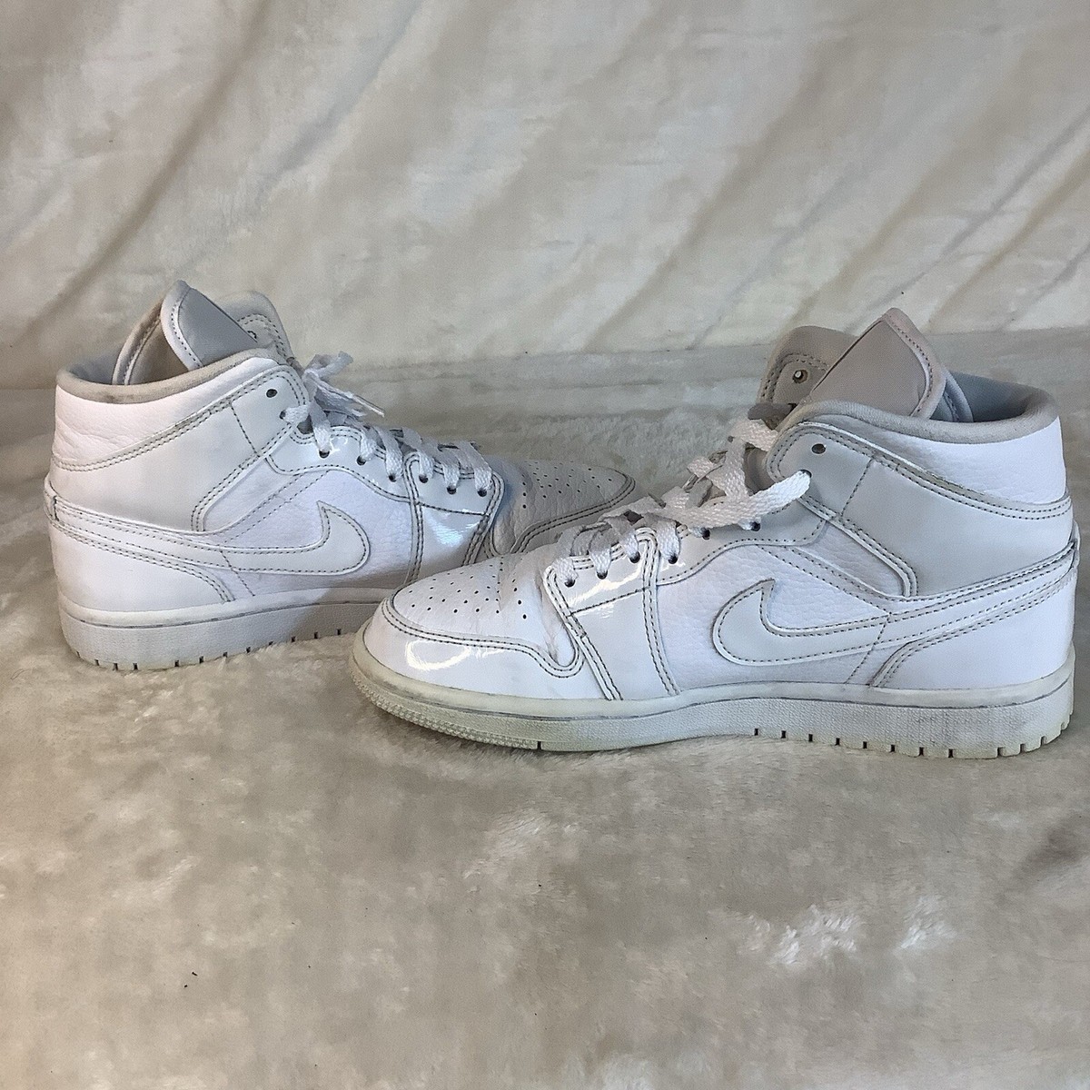 Size 7 - Air Jordan 1 Patent Mid Triple White W for sale online | eBay
