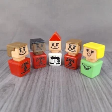 Vintage Playskool Blockhead Toy Figures Lot of 5