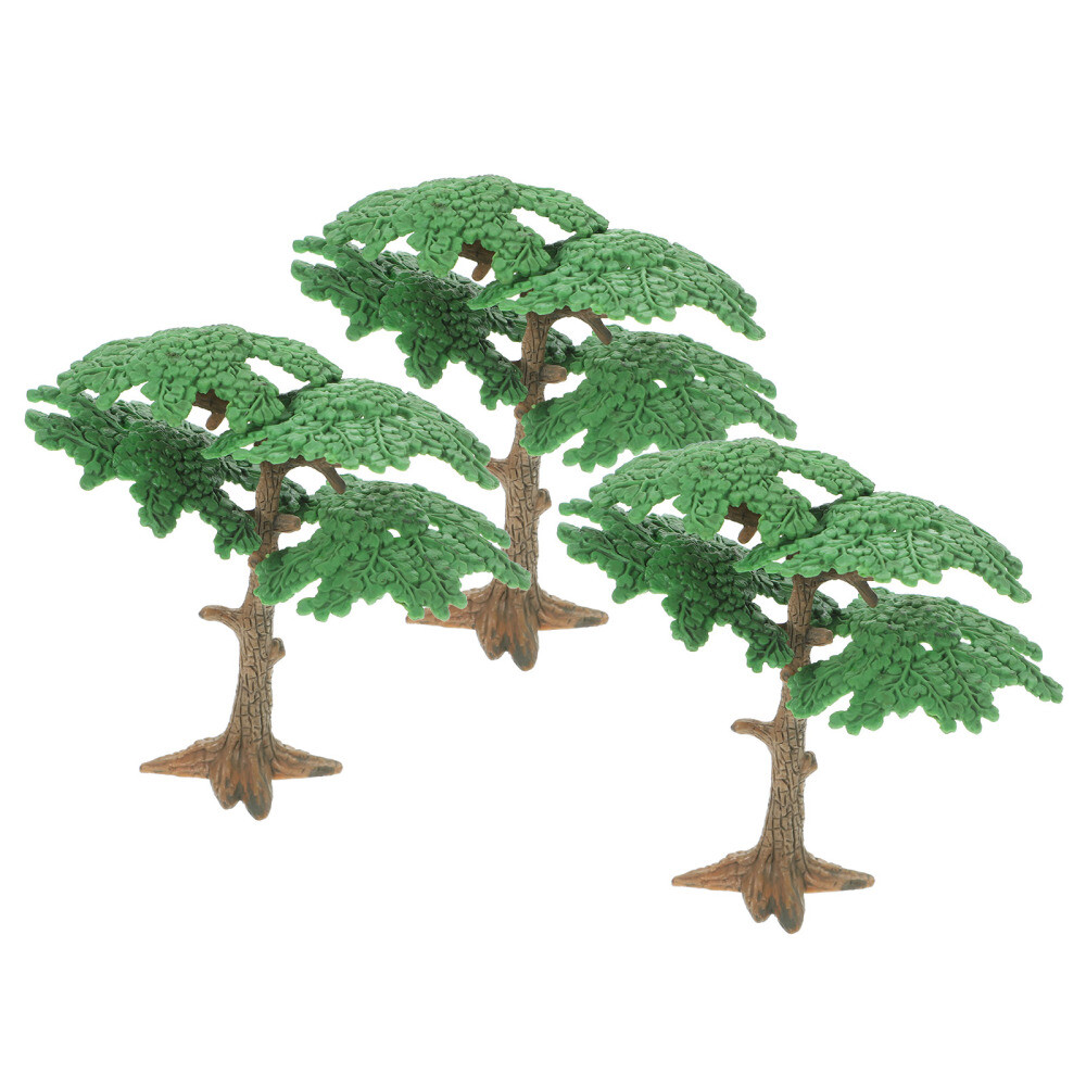 3pcs Simulation Trees Plastic Model Artificial Green Tree