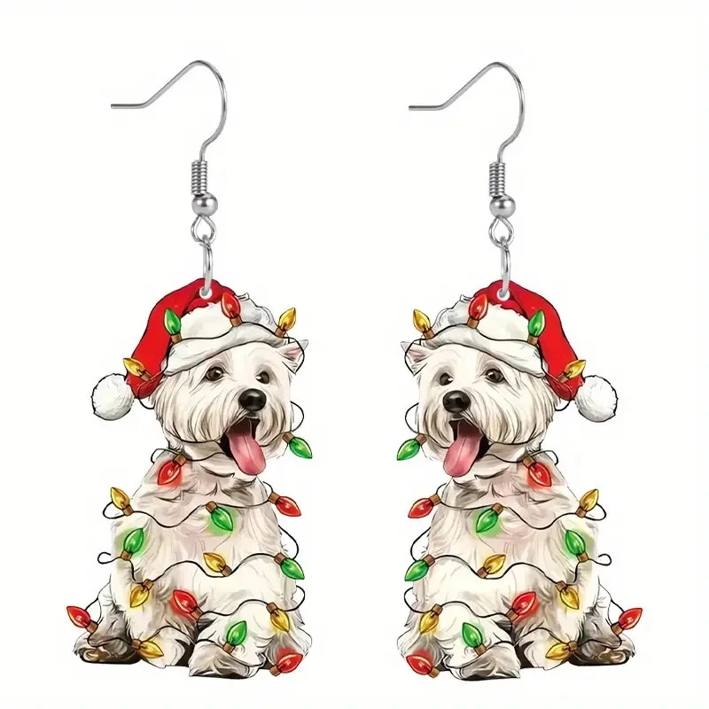 Navidad Santa Westie en Luces Acrílico 2-D Acero Inoxidable Ganchos🎄 ¡NUEVO EN CAJA! Foto 2 de 4