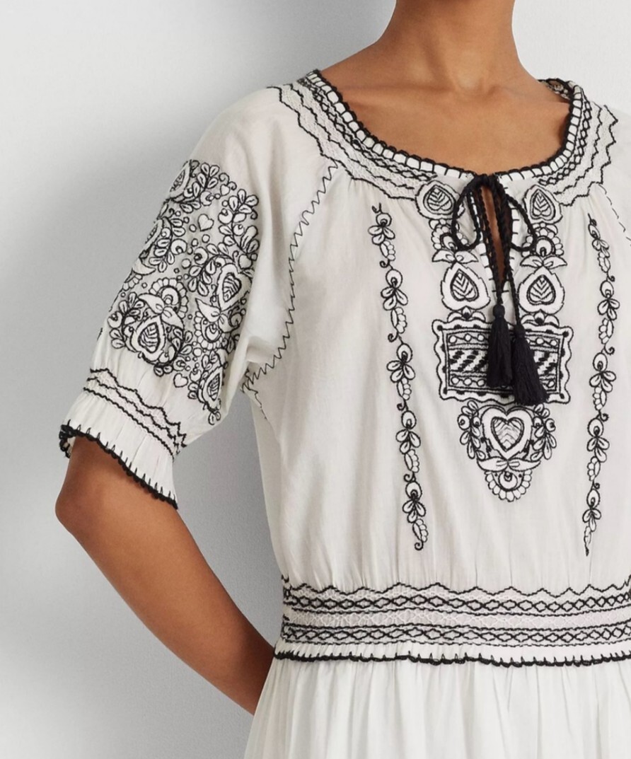 LAUREN RALPH LAUREN Women's Embroidered Cotton Voile Dress | eBay