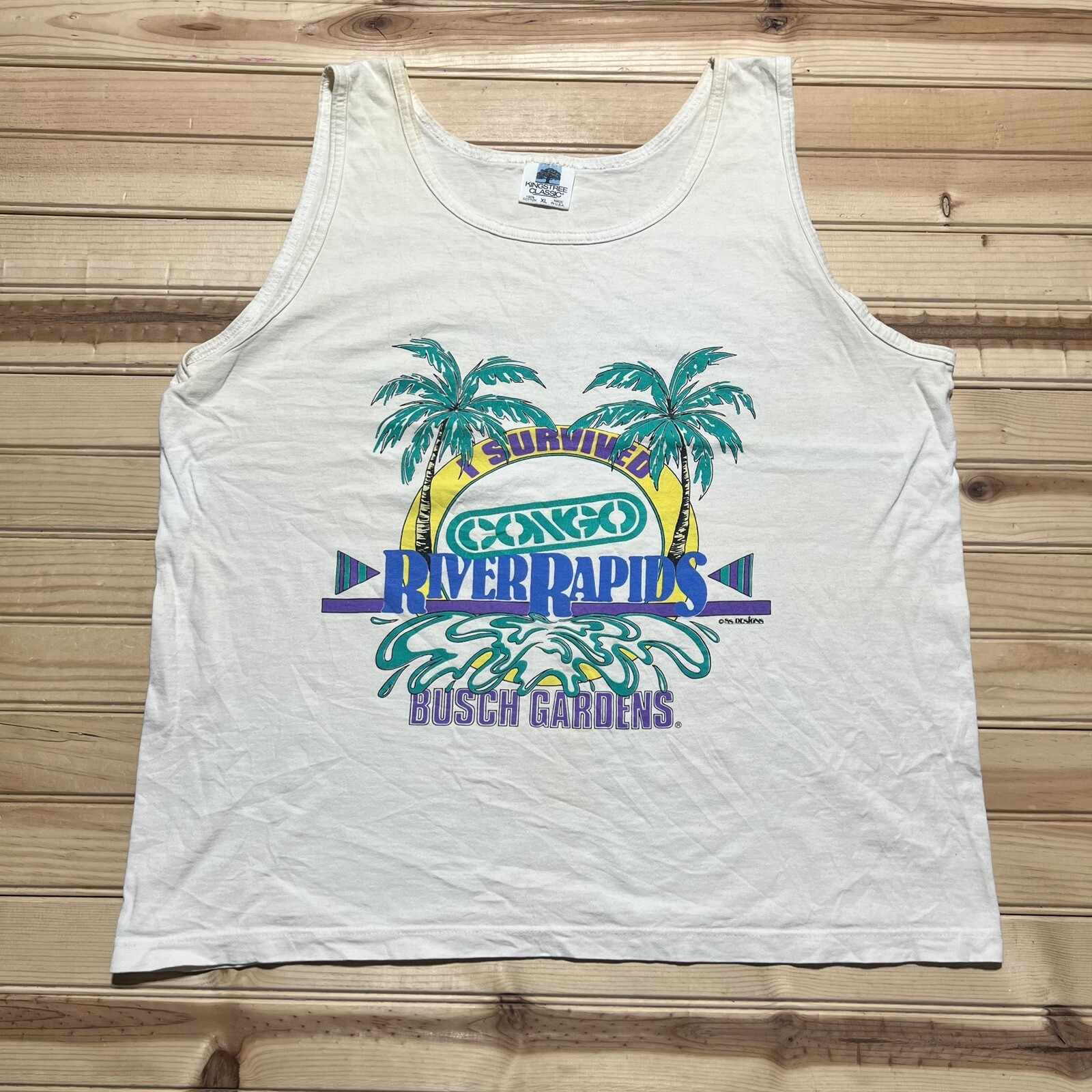 Busch Gardens 90s Congo River Rapids Tank Shirt Beachwear Single Stitch Size XL