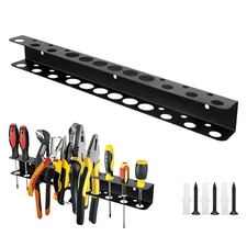 Screwdriver Pliers Holder Wall Mount, Tool Rail Rack Organizer Holds 18 Tools