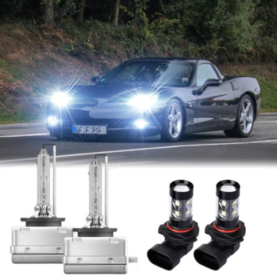 For 2005-2013 Corvette C6 LED HID Headlight Hi-Lo Beam + Fog Light Bulbs Combo A