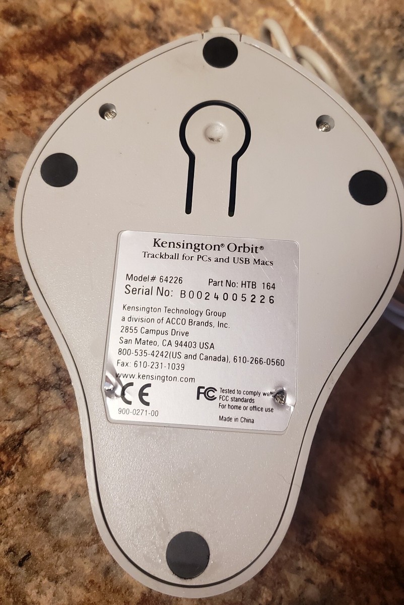 N.N. Vintage Kensington Orbit Track Ball USB Mouse 64226 Blue