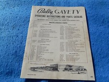 1955 Bally GAYETY Bingo Operating Instructions and Parts Catalog