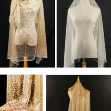 Glitter Sparkly Sequins Fabric Cloths Sheer Mesh Wedding Background Sew Material