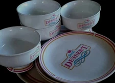 8 Pcs "Just Dessert" Himark Japan Cake Compote Dessert Plates  & Ice Cream Bowls