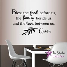 Vinyl Decal Bless Food Family Love Christian Prayer Quote Wall Sticker Art 2309