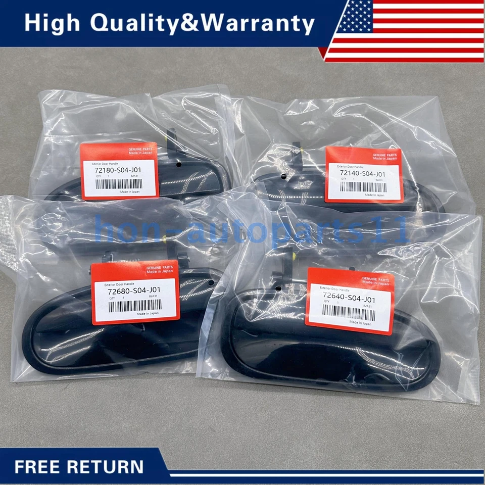 New 4 Pcs Front & Rear Outside Door Handles Set Black for 1996-2000 Honda Civic Foto 4 de 4