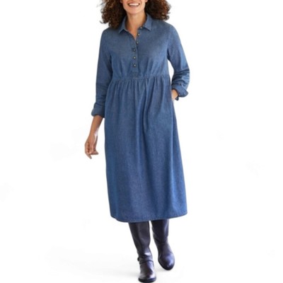 NWOT Woman Within Denim Midi Shirt Dress 14W Cottagecore Prairie Western