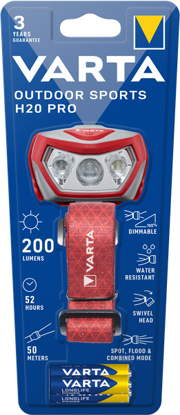 Outdoor Sports H20 Pro Kopfleuchte Mit 3AAA Batterien Rot-image
