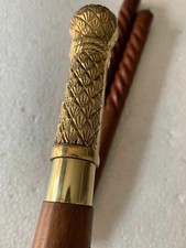 Solid Brass Knob Head Handle Victorian Wooden Walking Stick Vintage Replica Cane