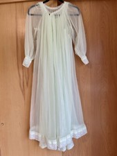 Vintage Miss Elaine Peignoir Nightgown Robe Set Size M Petites USA Mint Green